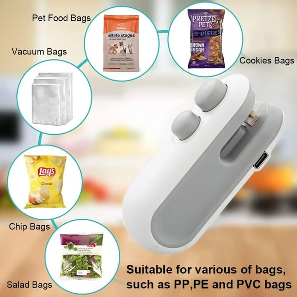 Mini Bag Sealer with Cutter and Magnet