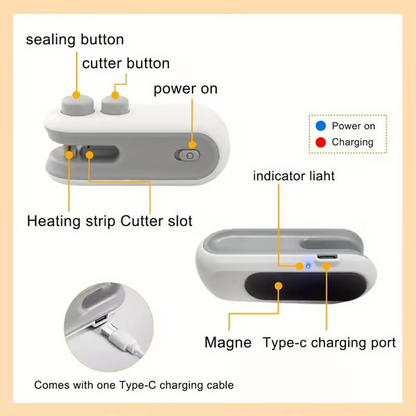 Mini Bag Sealer with Cutter and Magnet