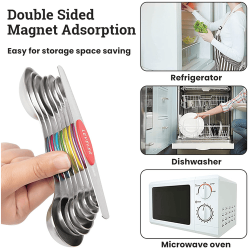 50K+ SOLD - Stainless Steel Magnetic Measuring Spoons Set