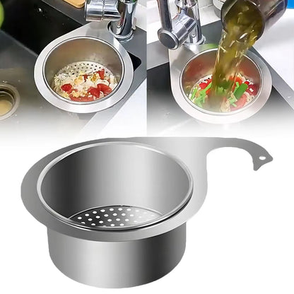 Stainless steel drain basket for kitchen sink